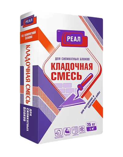 Кладочная смесь для силикатных блоков РЕАЛ 25 кг –  в СПб: цена .