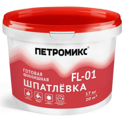 Шпатлевка полимерная готовая ПЕТРОМИКС FL-01 17 кг #1