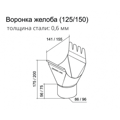 Воронка желоба Grand Line Granite 125/90 мм, черный RAL 9005 #2