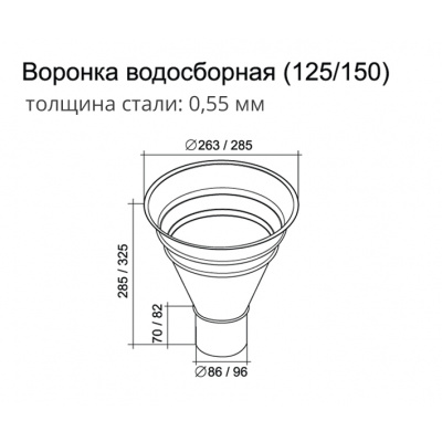 Воронка водосточная водосборная Grand Line Granite 250/90 мм, белый RAL 9003 #2