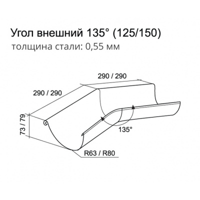 Угол желоба наружный 135º Grand Line Granite 125 мм, зеленый RAL 6005 #2