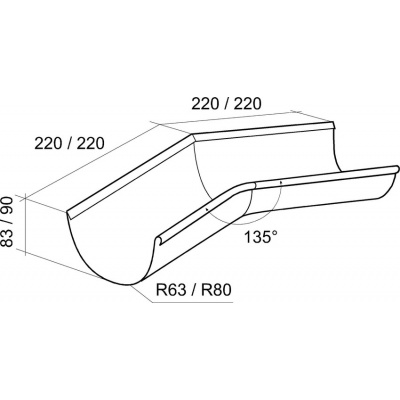 Угол желоба внутренний 135º 150 мм Гранд Лайн Grand Line Granite, цвет Ral 9003 (белый) #2