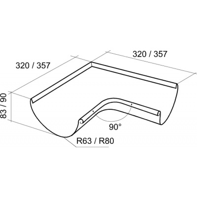 Угол желоба внутренний 90º 150 мм Гранд Лайн Grand Line Granite, цвет Ral 7024 (мокрый асфальт) #2