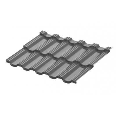 Металлочерепица модульная Aquasystem Гётеборг, 0.5 PE Rooftop Glance, Zn 180, 1205х780, RR23 (темно-серый) #1
