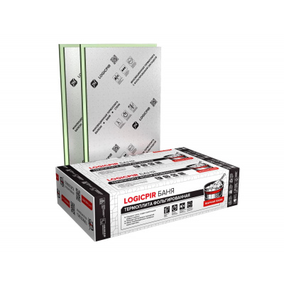 Плита теплоизоляционная LOGICPIR Баня ТЕХНОНИКОЛЬ Ф/Ф Г1 L-1190х590х30 мм, L-кромка #1