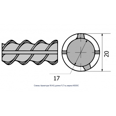 Арматура 18 А3, длина 11,7 м, марка А500С #2