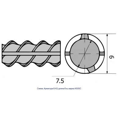 Арматура 8 А3, длина 6 м, марка А500С #2