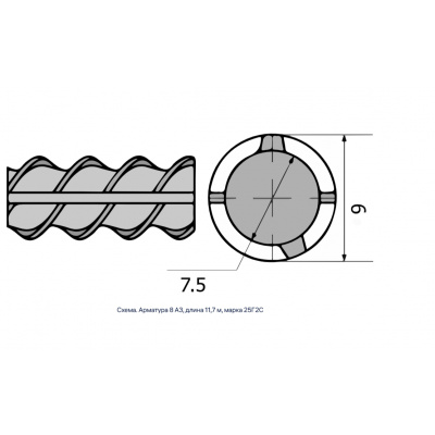 Арматура 8 А3, длина 11,7 м, марка 25Г2С #2