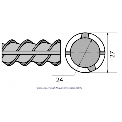 Арматура 25 А3, длина 6 м, марка А500С #2