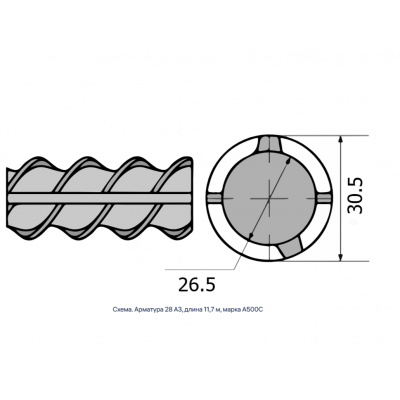 Арматура 28 А3, длина 11,7 м, марка А500С #2