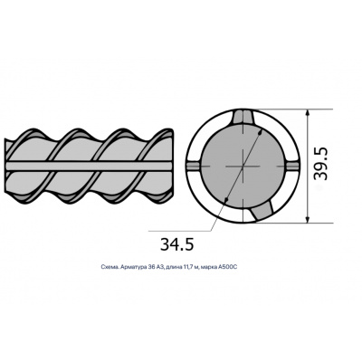 Арматура 36 А3, длина 11,7 м, марка А500С #2