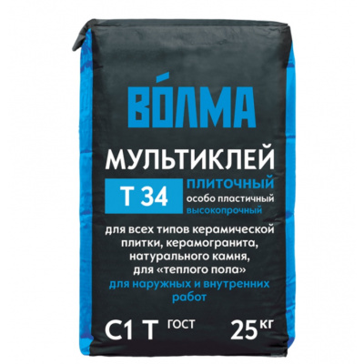 Клей для тяжелой плитки и натурального камня Волма Мультиклей Т34 25 кг #1