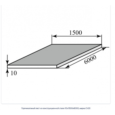 Горячекатаный лист из конструкционной стали 10х1500х6000, марка Ст20 #1