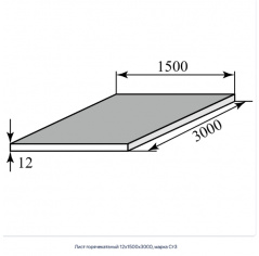 Лист горячекатаный 12х1500х3000, марка Ст3