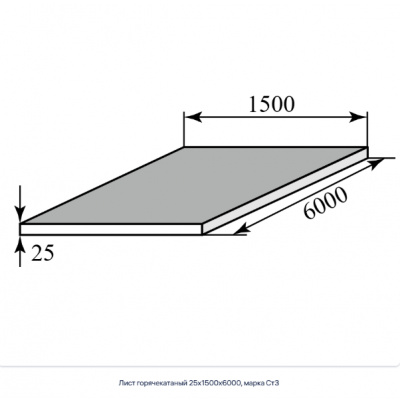 Лист горячекатаный 25х1500х6000, марка Ст3 #1
