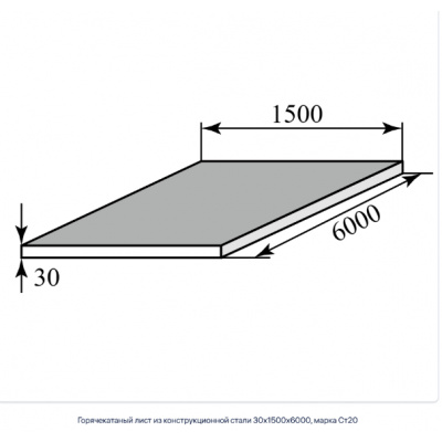 Горячекатаный лист из конструкционной стали 30х1500х6000, марка Ст20 #1